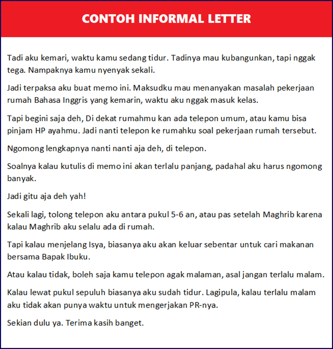 Surat pribadi bahasa Indonesia: