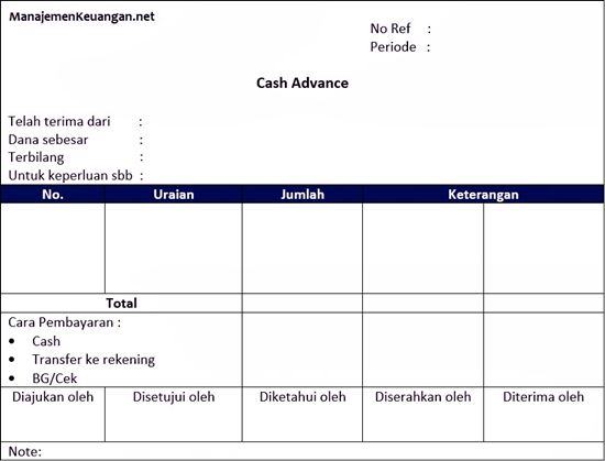 cash advance payment voucher format